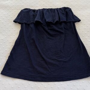 Lilly Pulitzer navy ruffled strapless top medium